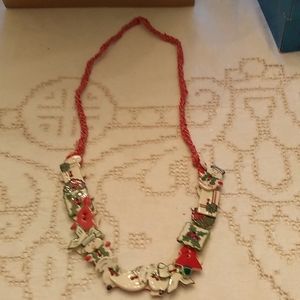 Vintage ceramic Holiday necklace